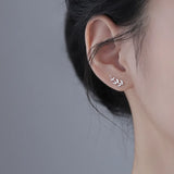 925 Silver Leaf Stud Earrings Zircon Wedding Party Jewelry