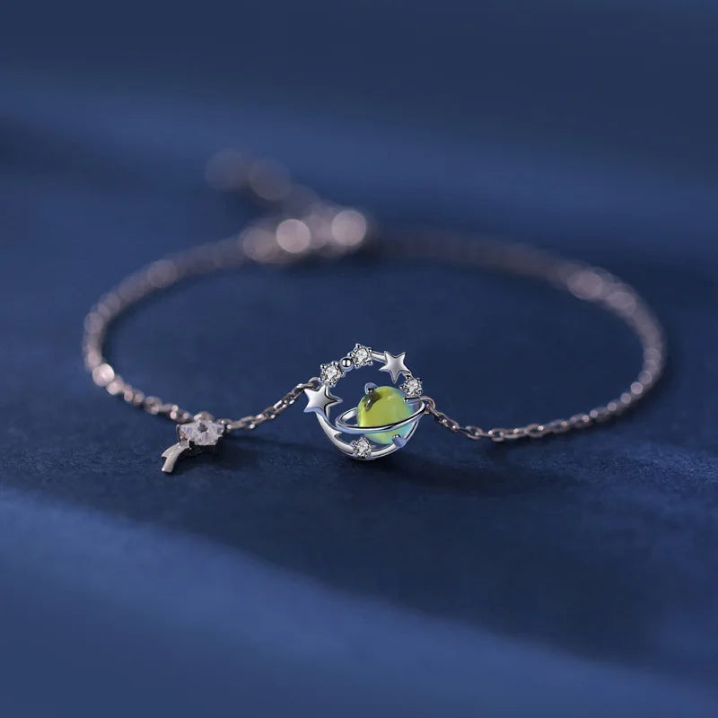 925 Silver Opal Planet Star Bracelet - Bangle