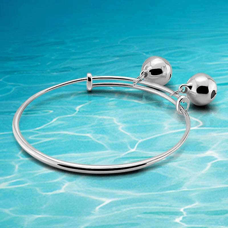 925 Silver Lucky Little Bell Bracelet Girl Anklet Fine Jewelry For Women