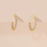 925 Silver Mini Hoop Earrings with Zircon - Classic Ladies Jewelry