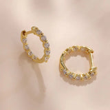 925 Silver Mini Hoop Earrings with Zircon - Classic Ladies Jewelry