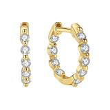 925 Silver Mini Hoop Earrings with Zircon - Classic Ladies Jewelry