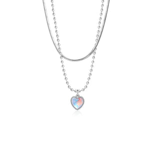 925 Silver Moonstone Heart Crystals Necklaces For Women
