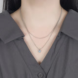 925 Silver Moonstone Heart Crystals Necklaces For Women