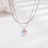 925 Silver Moonstone Heart Crystals Necklaces For Women