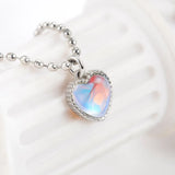 925 Silver Moonstone Heart Crystals Necklaces For Women