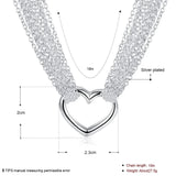 925 Silver Heart Necklace with Multi-line Tassel for Women
