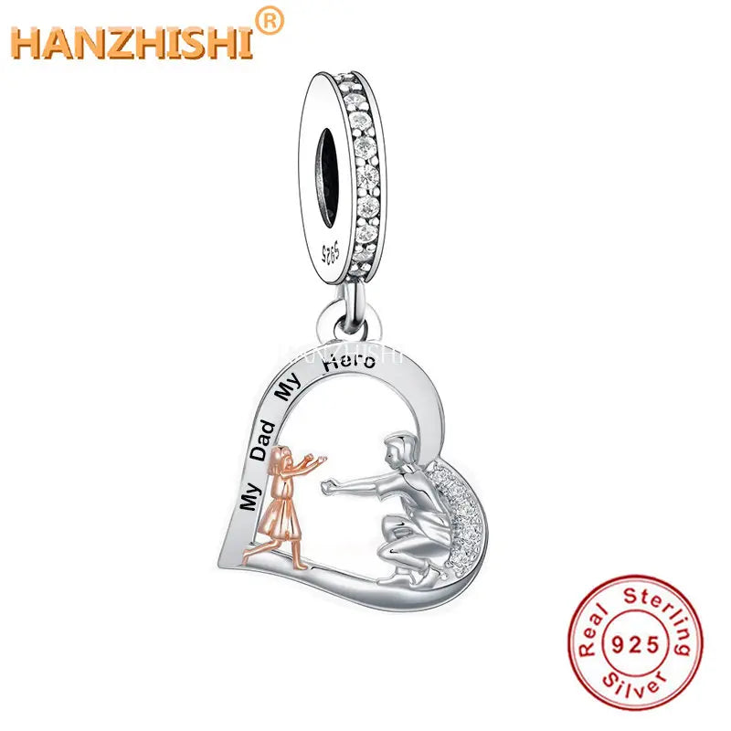 925 Sterling Silver My Dad My Hero Heart Pendant Necklace Jewellery
