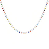 925 Silver Necklace Colorful Beads Chain Pendant Birthday Gift Women Jewelry