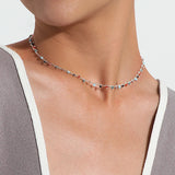 925 Silver Necklace Colorful Beads Chain Pendant Birthday Gift Women Jewelry