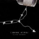 925 Silver Necklace Double Layer Bow Pendant Choker for Women