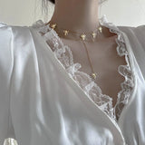 925 Silver Necklace Double Layer Bow Pendant Choker for Women