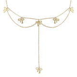 925 Silver Necklace Double Layer Bow Pendant Choker for Women