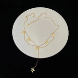 925 Silver Necklace Double Layer Bow Pendant Choker for Women