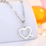 925 Silver Heartbeat Double Hearts Pendant Necklace Rose Necklaces