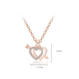 925 Silver Heartbeat Double Hearts Pendant Necklace Rose Necklaces