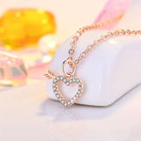 925 Silver Heartbeat Double Hearts Pendant Necklace Rose Necklaces