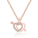925 Silver Heartbeat Double Hearts Pendant Necklace Rose Necklaces