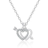 925 Silver Heartbeat Double Hearts Pendant Necklace Rose Necklaces