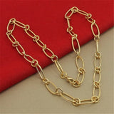 925 Silver Paper Clip Plating 24K Necklace Women Men Party Charm Jewelry