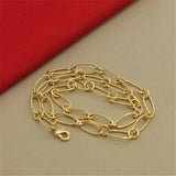 925 Silver Paper Clip Plating 24K Necklace Women Men Party Charm Jewelry