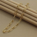 925 Silver Paper Clip Plating 24K Necklace Women Men Party Charm Jewelry