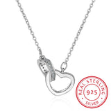 925 Silver Necklace Rose Double Heart Crystal Pendant