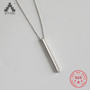 925 Silver Necklace Geometric Square Pendant for Women