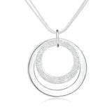 925 Silver Round Pendant Multi-Layer Necklace for Women