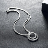 925 Silver Round Pendant Multi-Layer Necklace for Women