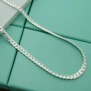 925 Silver Necklace Unisex 5MM Flat Snake Link Chain Lobster Clasp Collares