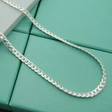 925 Silver Necklace Unisex 5MM Flat Snake Link Chain Lobster Clasp Collares