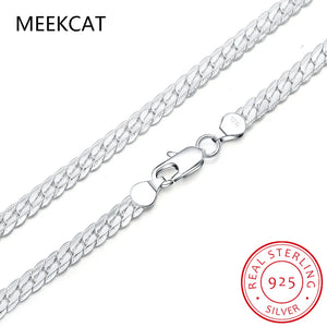 925 Sterling Silver 5MM Flat Snake Link Chain Necklace