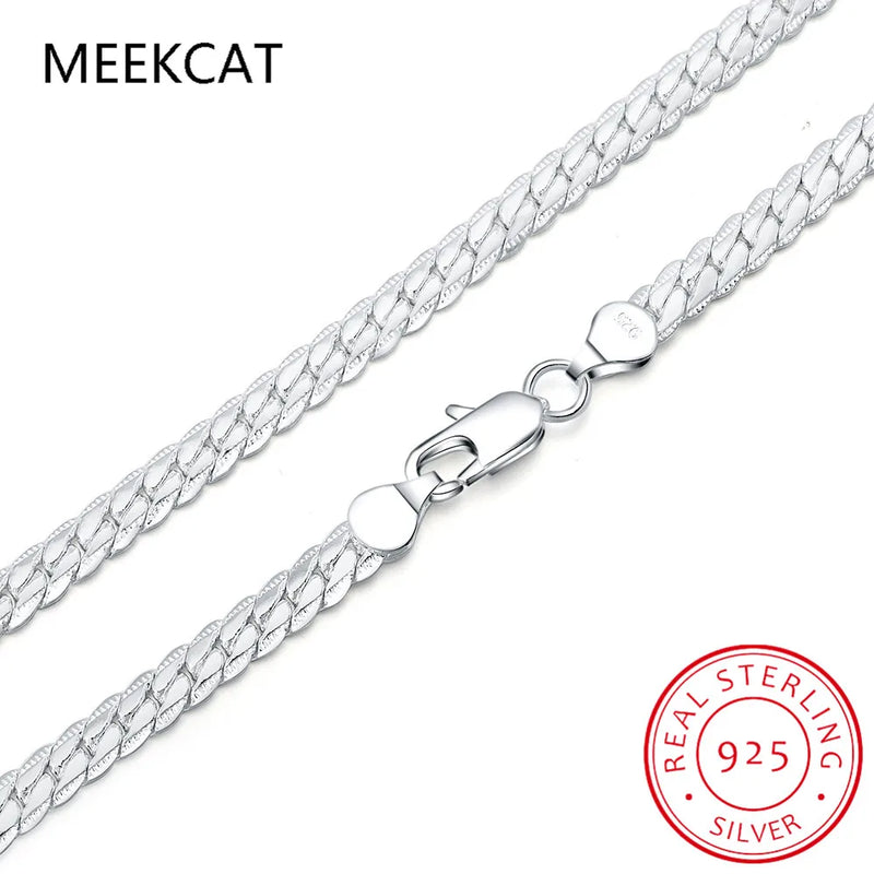 925 Sterling Silver 5MM Flat Snake Link Chain Necklace