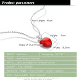 925 Silver Necklace Red Heart Pendant Choker 41-46CM