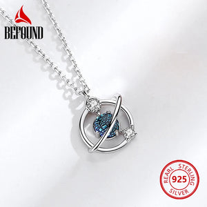 925 Silver Zircon Planet Necklace for Women - Birthday Jewelry