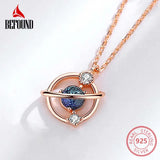 925 Silver Zircon Planet Necklace for Women - Birthday Jewelry