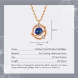 925 Silver Zircon Planet Necklace for Women - Birthday Jewelry