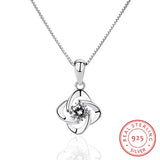 925 Silver Flower Pendant Necklace for Women