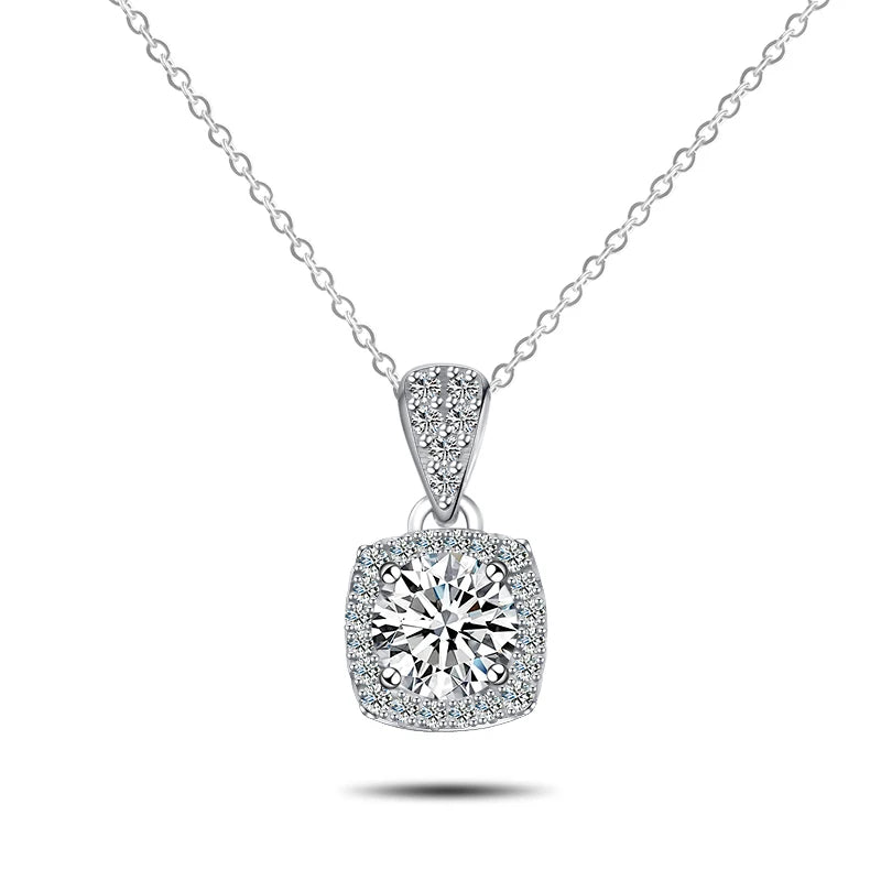 925 Silver Necklace with 6.5mm Moissanite