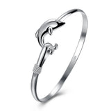 925 Silver Dolphin Bangle Bracelet for Women