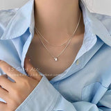 925 Silver Pearl Necklace Geometric Shape Choker Gift for Ladies