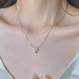 925 Silver Pearl Necklace Geometric Shape Choker Gift for Ladies