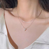 925 Silver Pearl Necklace Geometric Shape Choker Gift for Ladies