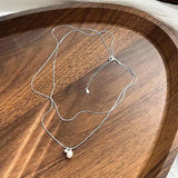 925 Silver Pearl Necklace Geometric Shape Choker Gift for Ladies