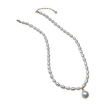 925 Silver Pearl Necklace - Round Pearl Choker Gift for Women