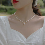 925 Silver Pearl Necklace - Round Pearl Choker Gift for Women