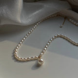 925 Silver Pearl Necklace - Round Pearl Choker Gift for Women
