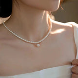 925 Silver Pearl Necklace - Round Pearl Choker Gift for Women