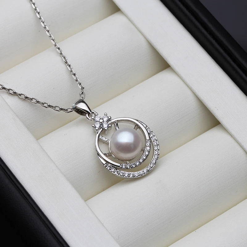925 Silver Pearl Pendant Necklace Women